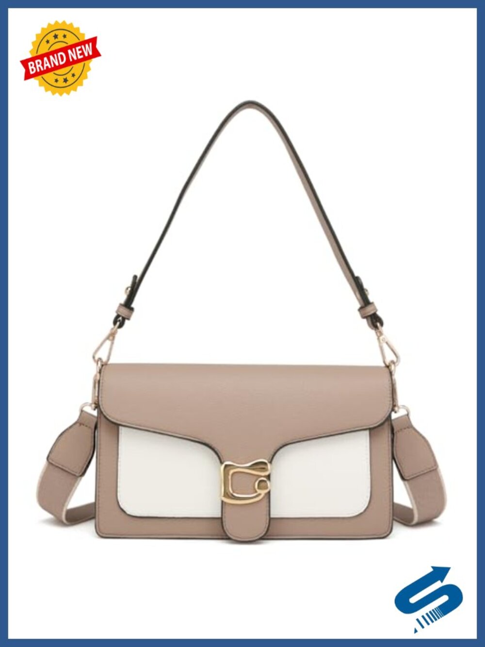 Faux Leather Crossbody Bag with 2 Straps for Women Trendy Travel